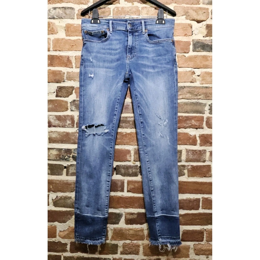 Polo Ralph Lauren Jeans Womens 28 Blue Denim The Tompkins Skinny Crop Distressed
